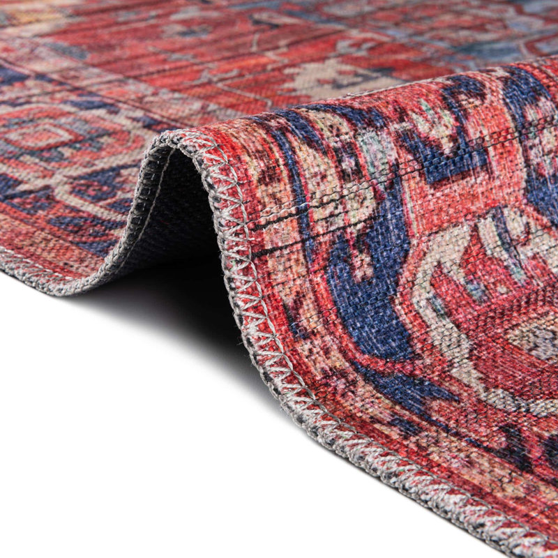 Tapis oriental rouille / bleu Haigh, Rond 10 pi 6 po x 10 pi 6 po