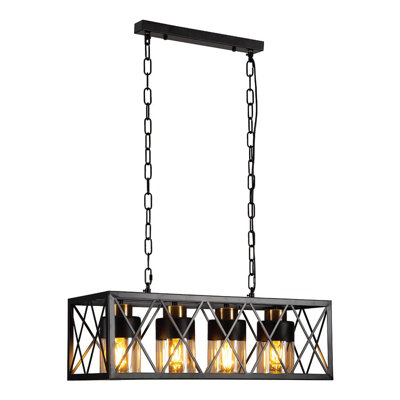 4 - Light Kitchen Island Chandelier with Metal Accents