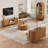 Round Coffee Table with Storage, 31.5" Mid Century Modern Fluted Coffee Table with 360° Curved Sliding Door-1472081143