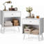 22.6" Tall End Side Tables, Nightstand, with Storage Drawer and Shelf 
