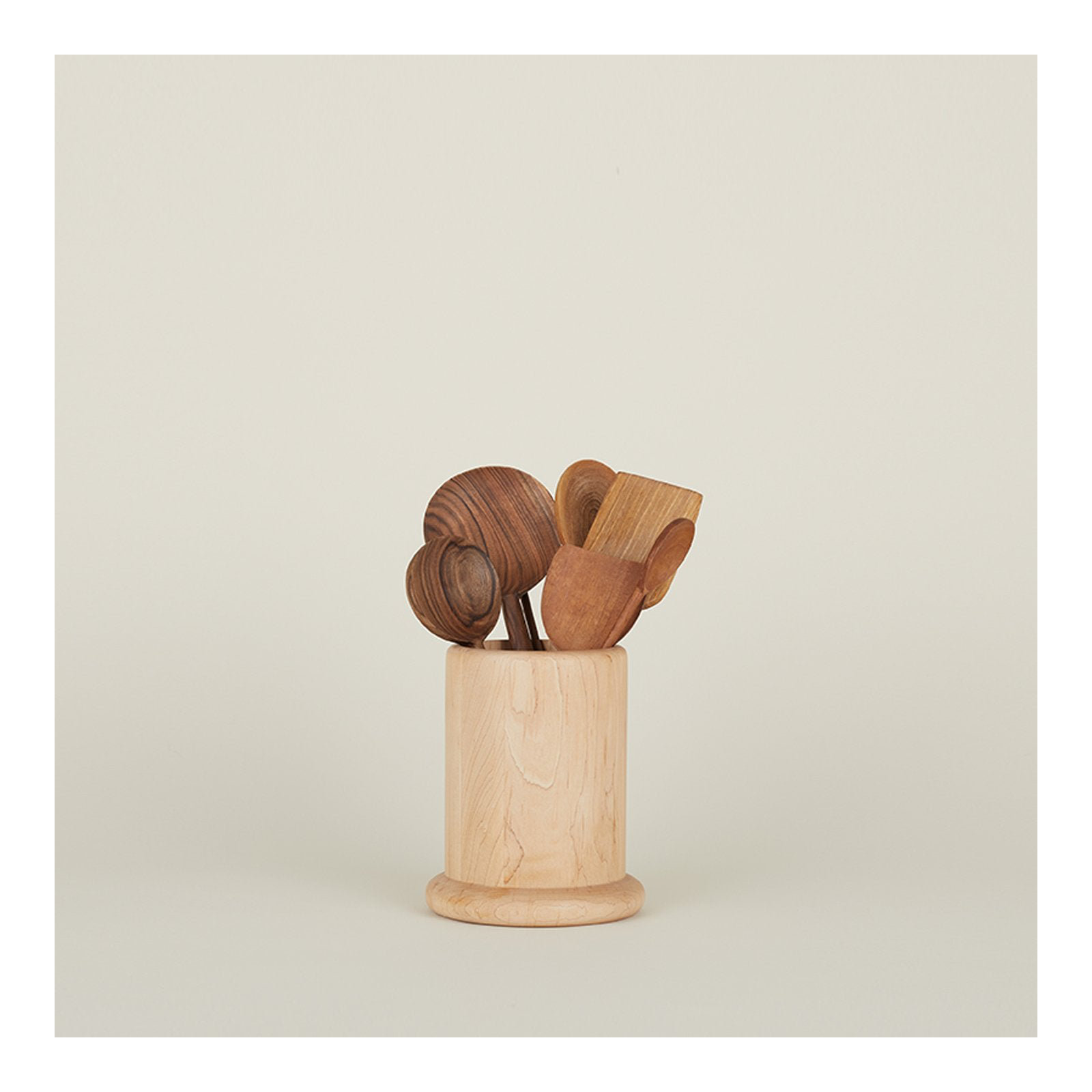 Simple Solid Wood Round Utensil Crock