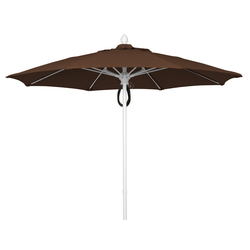 Parasol de marché 9 pi Prestige, Blanc, Brun véritable