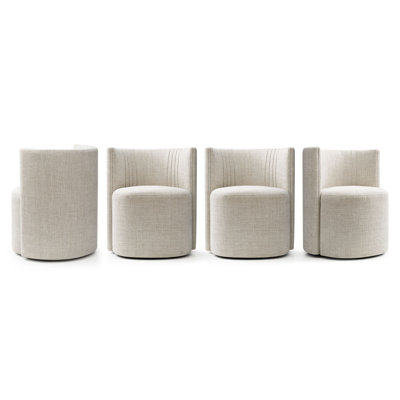 Upholstered Barrel Back Dining Chairs with Hidden Casters