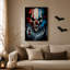 Art mural sur toile menaçant crâne avec nez rouge et effrayant Halloween-1782123618