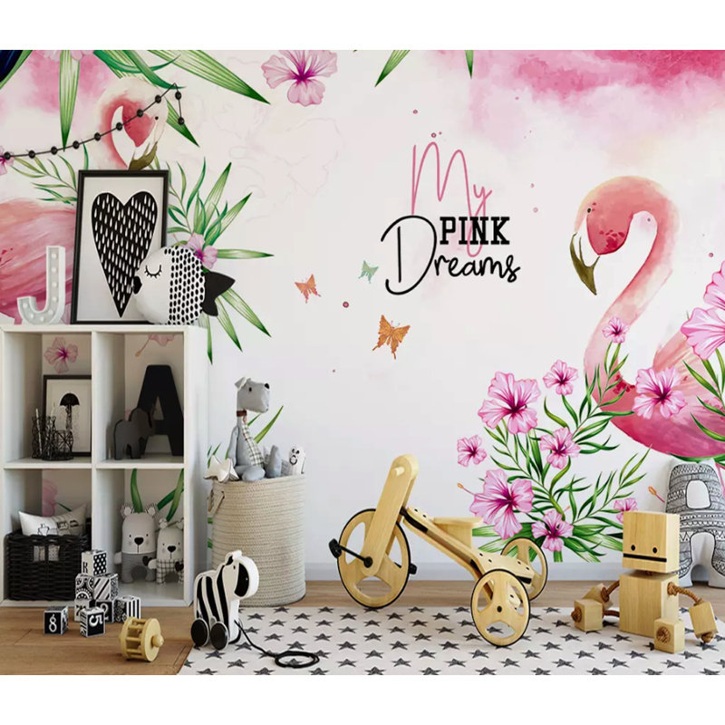 Papier peint amovible à motif de feuilles de palmier tropicales Flamingo Mirabilis, L 9 po x l 15 po