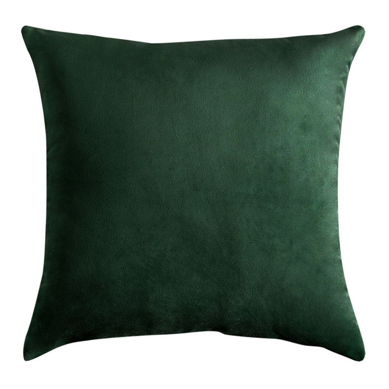 Housse et oreiller carré en velours, Vert foncé, 22 po x 22 po, Polyester