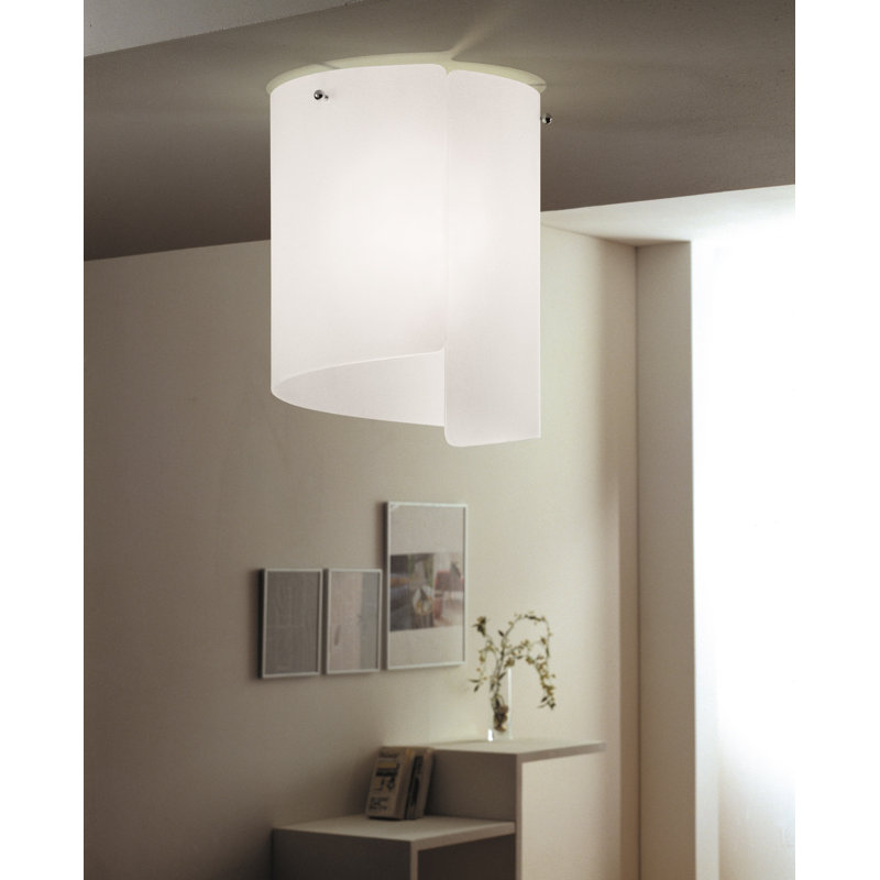 Papiro Glass Flush Mount, Satin Crystal, Light Grey