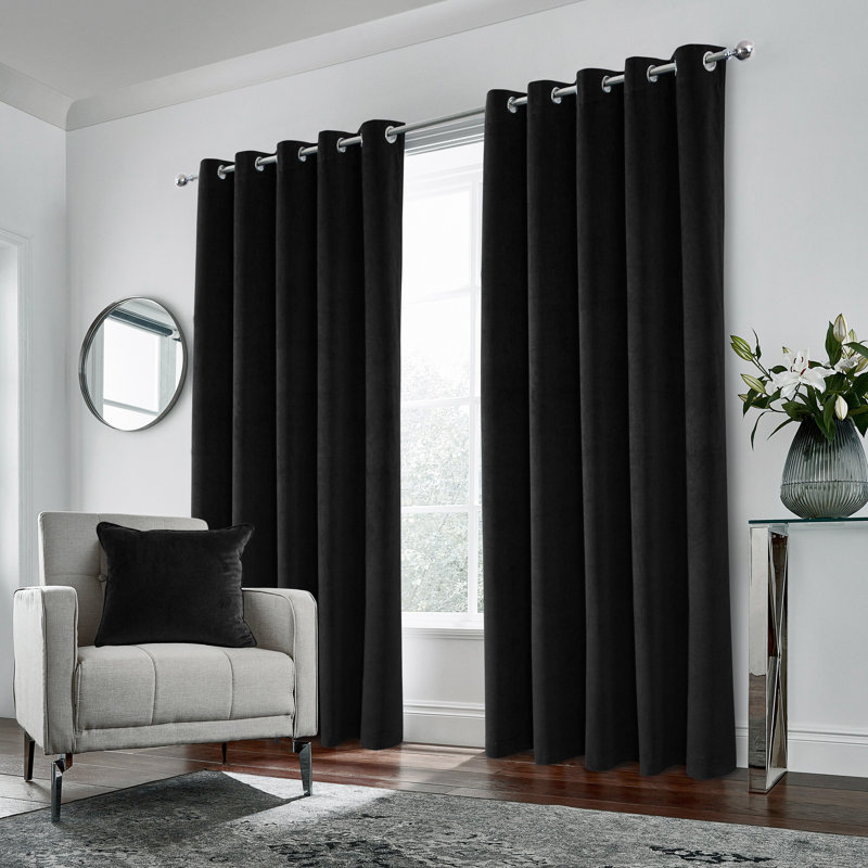Aimien Blackout Curtain Pair, Black, 229cm Width x 274cm Drop