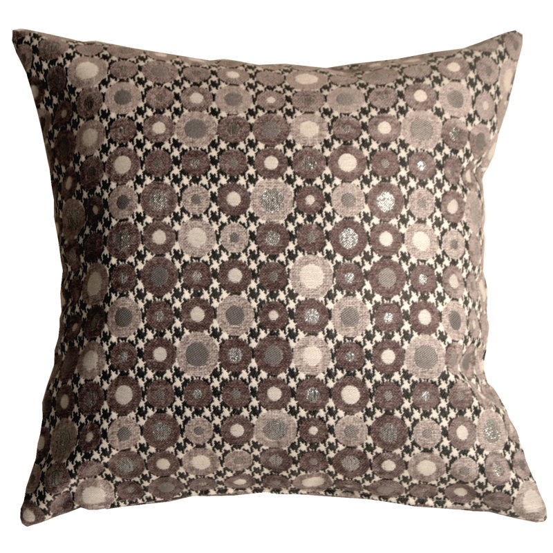 Houndstooth Spheres Square Throw Pillow, Gray