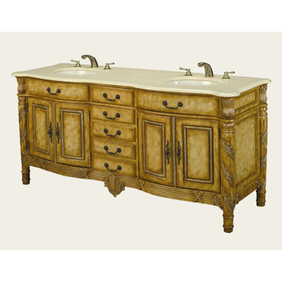 72'' Double Bathroom Vanity with Stone Top