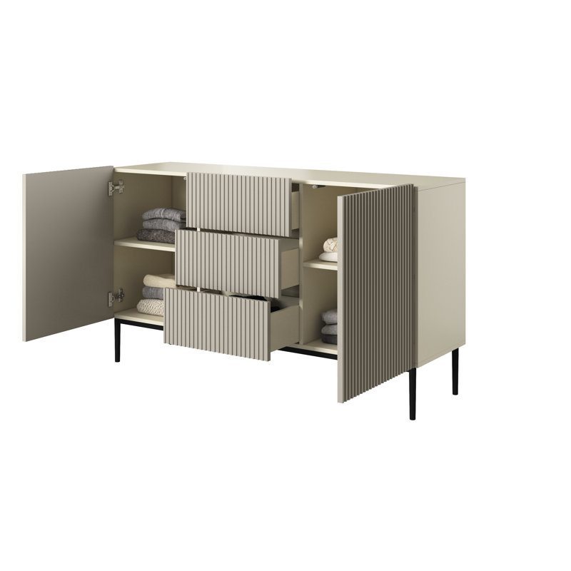 Amhad NICOLE CHEST OF DRAWERS 150 2D3SZ, Cream/Black