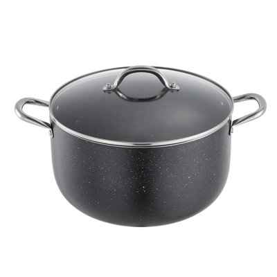 Marmite en aluminium, marmite en céramique antiadhésive de 12 pintes avec couvercle en verre, sans PFOA, sans PFAS, compatible avec les cuisinières à gaz, les plaques de cuisson à induction, les cuisinières électriques, pour les soupes, les ragoûts et les pâtes