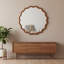 Miroir décoratif rond en bois massif ondulé 24 po, pour chambre à coucher, salle de bain, salon, vestibule-248213787