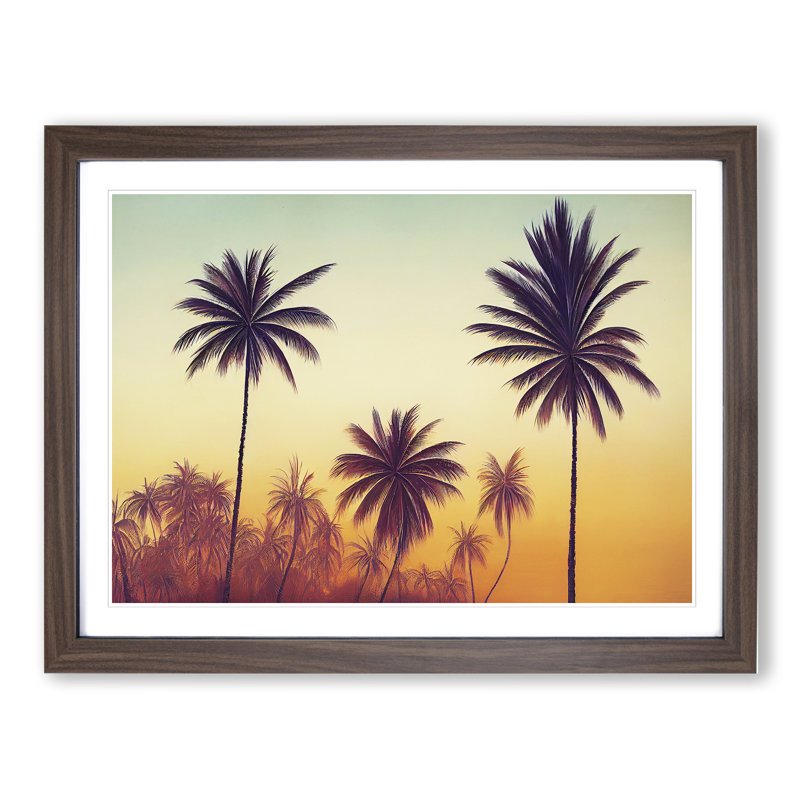 Stimulating Palm Trees - Framed Print, 25cm H x 34cm W x 2cm D, Walnut