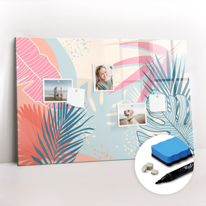 Pastel Leaves Magnetic Wall Mounted Dry Erase Board