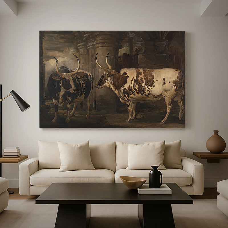 Deux bovins dans une étable-James, toile tendue-Gallery-c. début du 19e siècle, 32 x 48