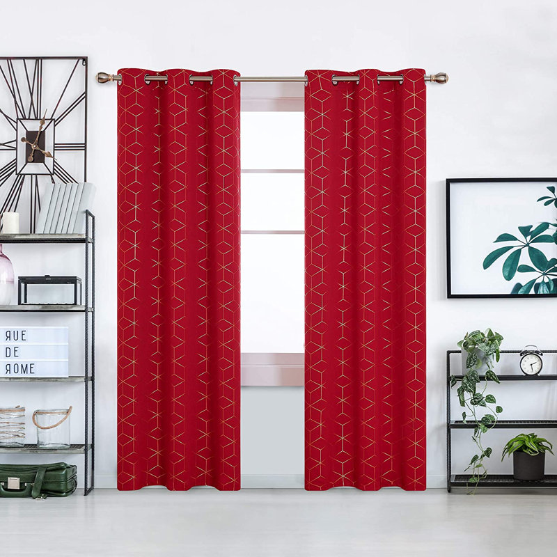 Fazila Room Darkening Curtain Panel Pair, Red, 52" W x 54" L