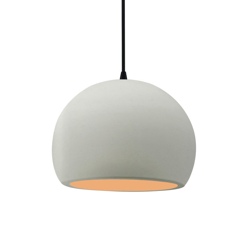 Luminaire suspendu à 1 lumière Aschwin, H 7,75 po x l 10 po x P 10 po, Blanc mat / or champagne, Noir mat