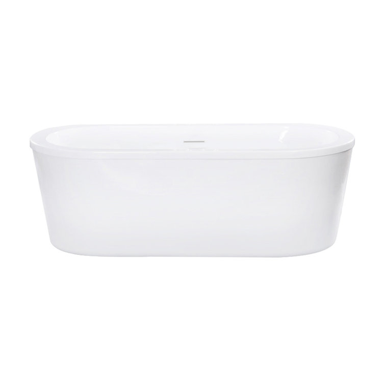 Baha-II 66" Freestanding Bathtub with overflow, Glossy White