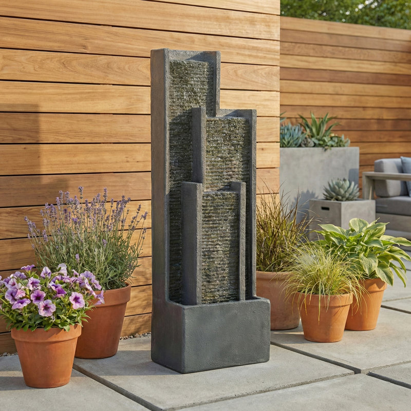 Fontaine contemporaine en résine de 40 pouces avec éclairage DEL Sarkis