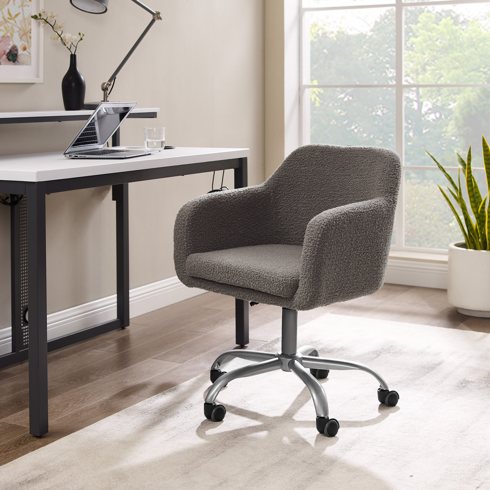 Adjustable Office Chair, Gray Sherpa