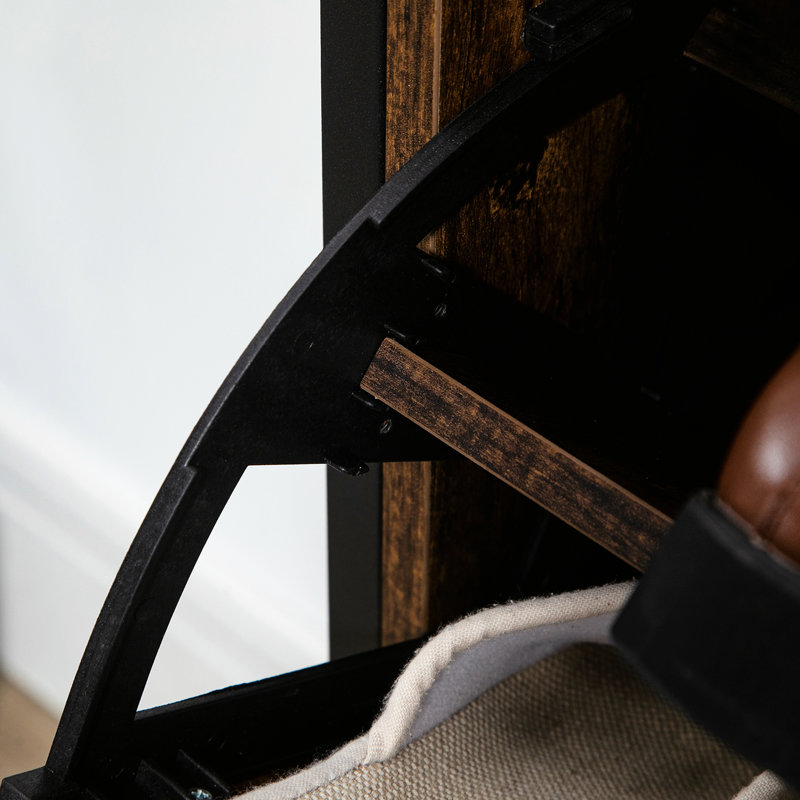 Rangement à chaussures de style industriel, brun rustique - capacité de 12 paires avec 2 portes rabattables pour couloir, armoire de couloir étroite et stable, tiroirs, structure peu encombrante