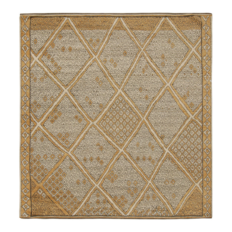 Moroccan Hand Knotted Geometric Area Rug, Rectangle 6' x 9'
