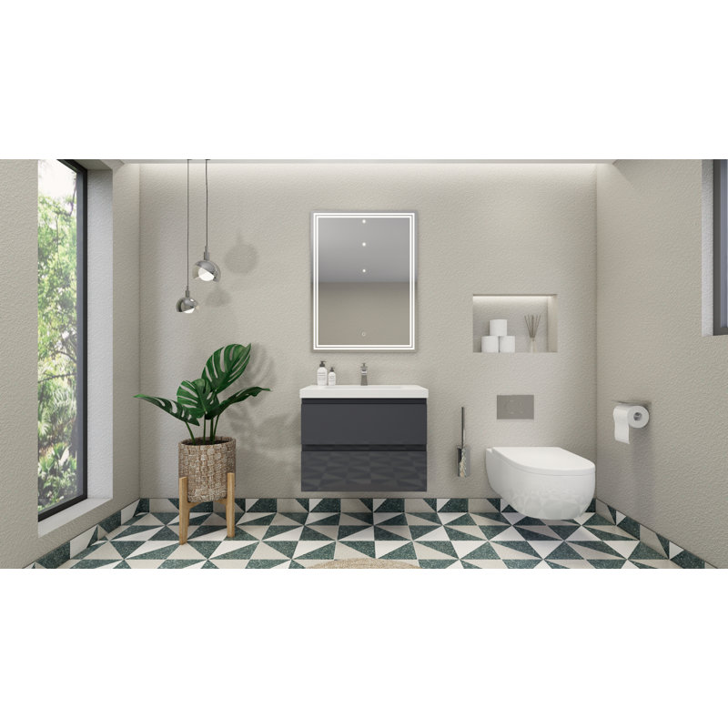 Cavaliere Single Bathroom Vanity with Acrylic Top, Hight Gloss Gray