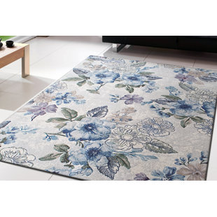 Makiver Floral Cream/Blue Area Rug