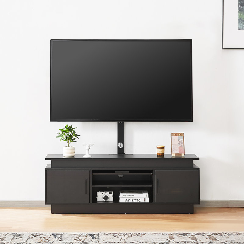 60" TV Stand with Mount for up to 75 in TVs with Power Outlet & LED Lights, 18.50"H x 51.20"L x 13"W