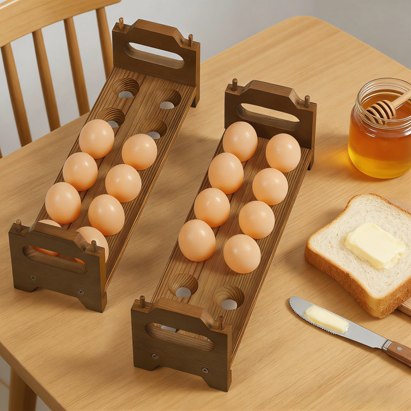 2-Tier Wooden Egg Holder - Brown