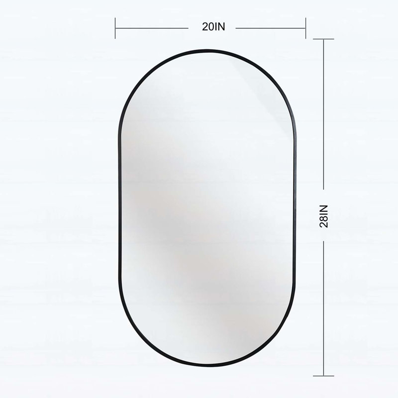 Élégant miroir ovale en métal, 28 po x 20 po, Noir