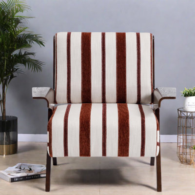 Comfort Accent Chairs, Wood Frame Modern Striped Fabric For Home Office