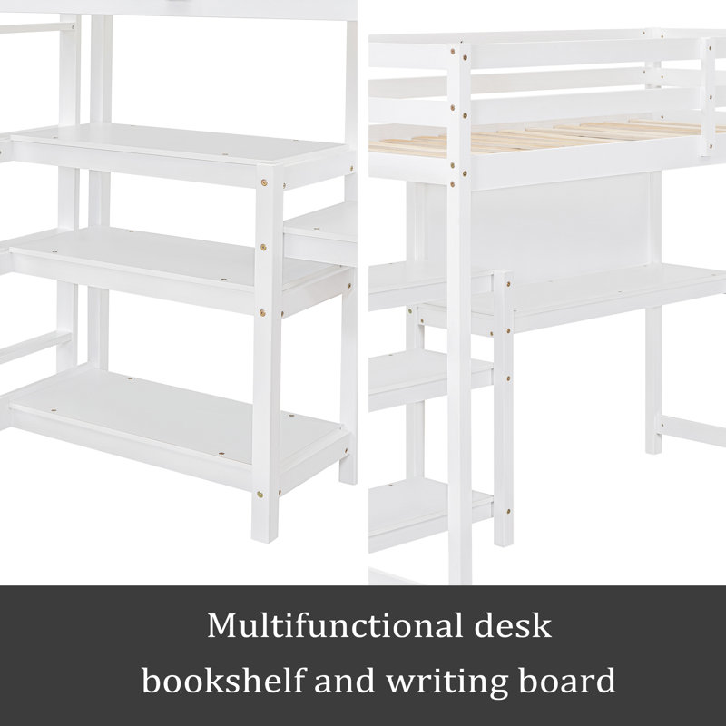 Jozey Kids Loft Bed, White, Twin
