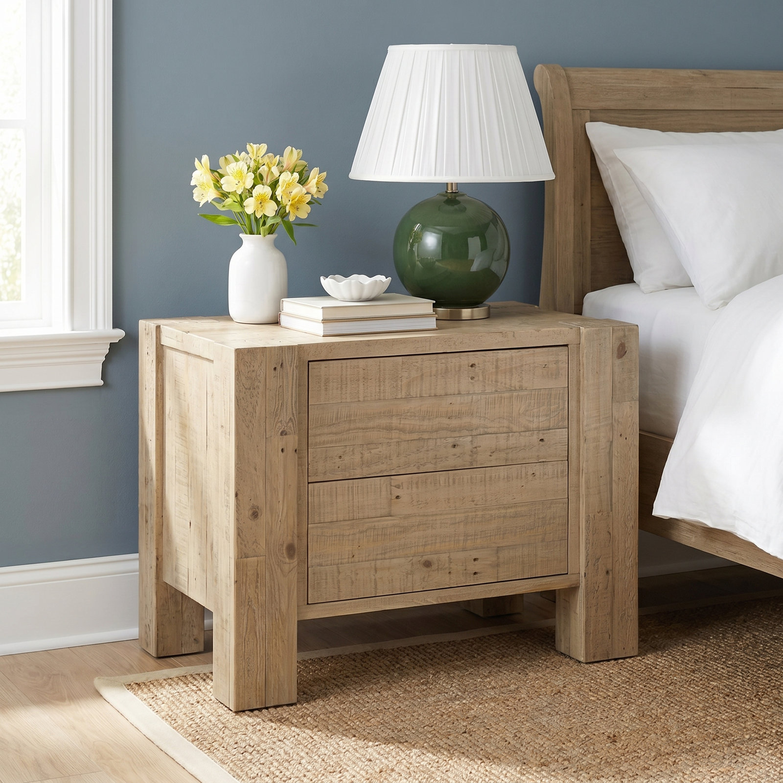 Finnian Pine Nightstand, Light Blonde Pine