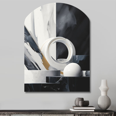 Abstract Marble Shapes II - Marble Arch Metal Wall Art for Living Room, Modern Asymmetrical Metal Art Print