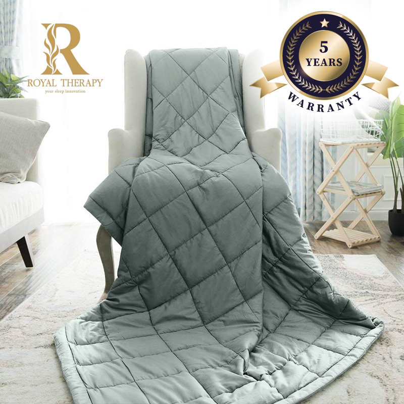 Couverture lestée Royal Therapie - Couvertures épaisses 100% coton avec perles de verre de qualité supérieure (80 po x 87 po 25 lb, cuir Texas), convient à deux personnes (~ 100 à 200 lb) - Utiliser sur un grand / très grand lit