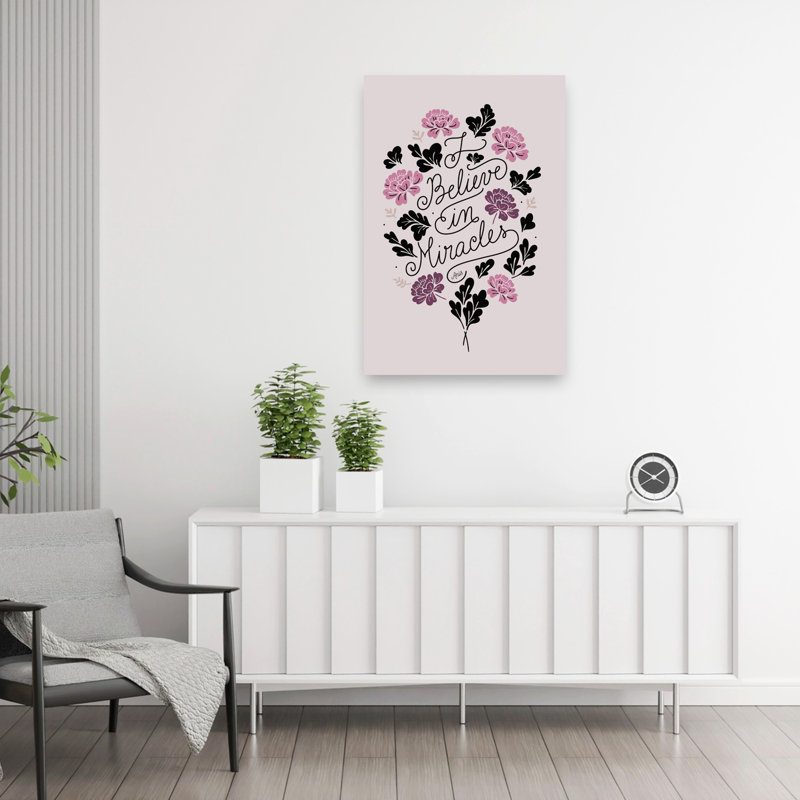 «Miracles Delicate Elegant Abstract Flower Landscape», art mural, 36" H x 24" W