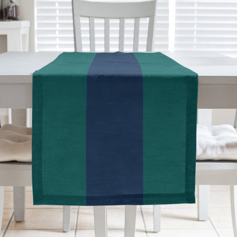 Chemin de table, San Francisco, 72 po x 16 po, Vert nord-ouest / bleu marine / vert nord-ouest