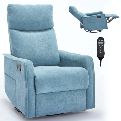 Heat Massage Manual Recliner Chair With Rocker And Swivel In Fabric For Living Room