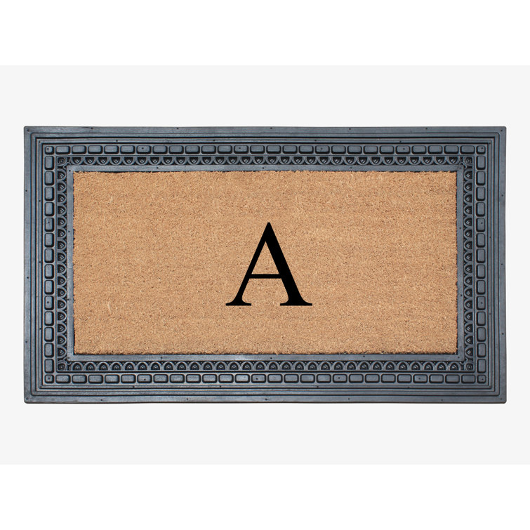 A1hc Welcome Border Beige 24 in x 39 in Rubber and Coir Heavy-Duty Outdoor Entrance Durable Doormat