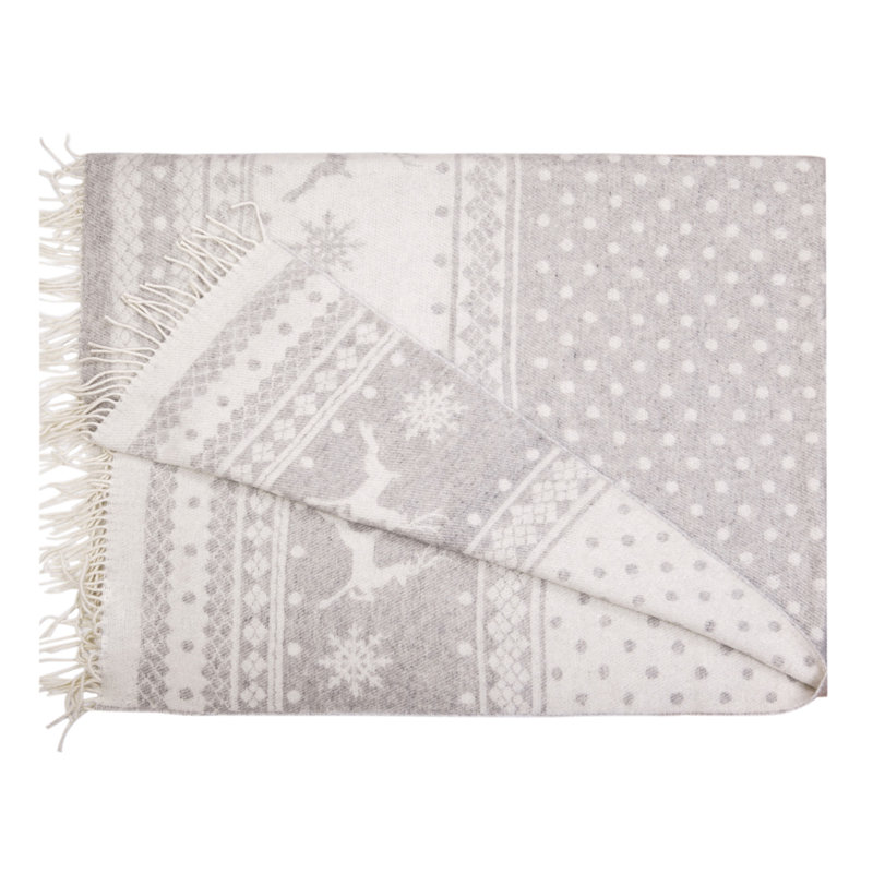 Gurekam Christmas Raindeers Throw, Gray reindeer