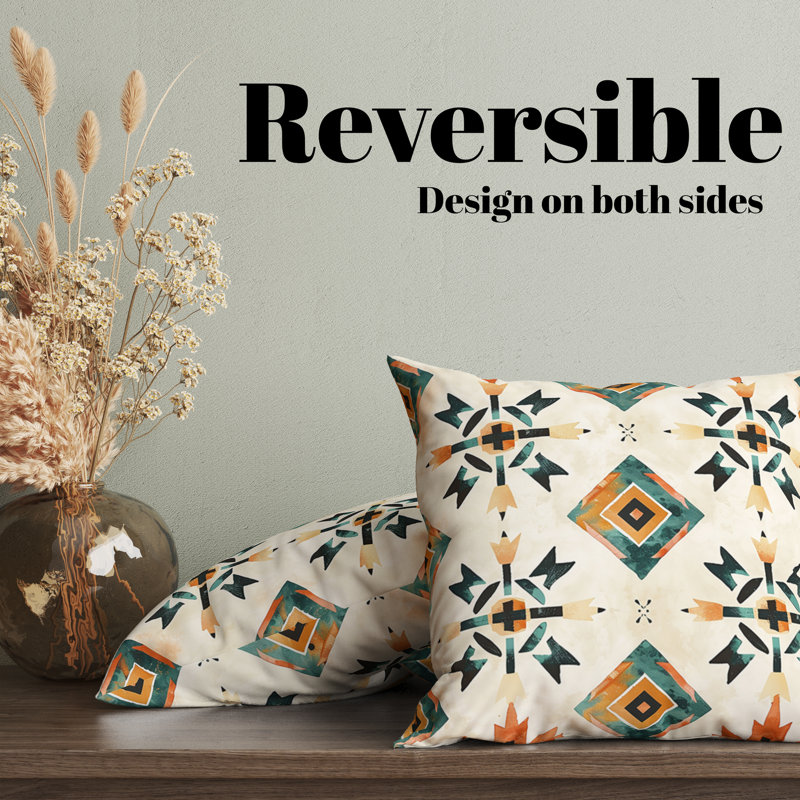 Reversible Pillow Cover, 18"H x 18"W