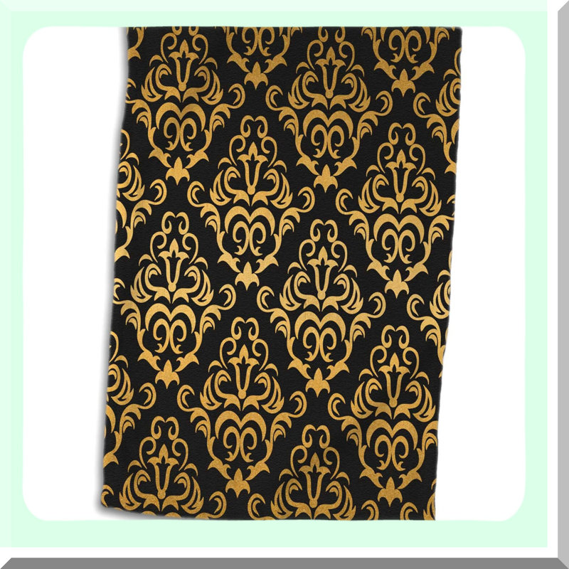 Elegant Glam Hand Towel - 15x22, Gold Damask