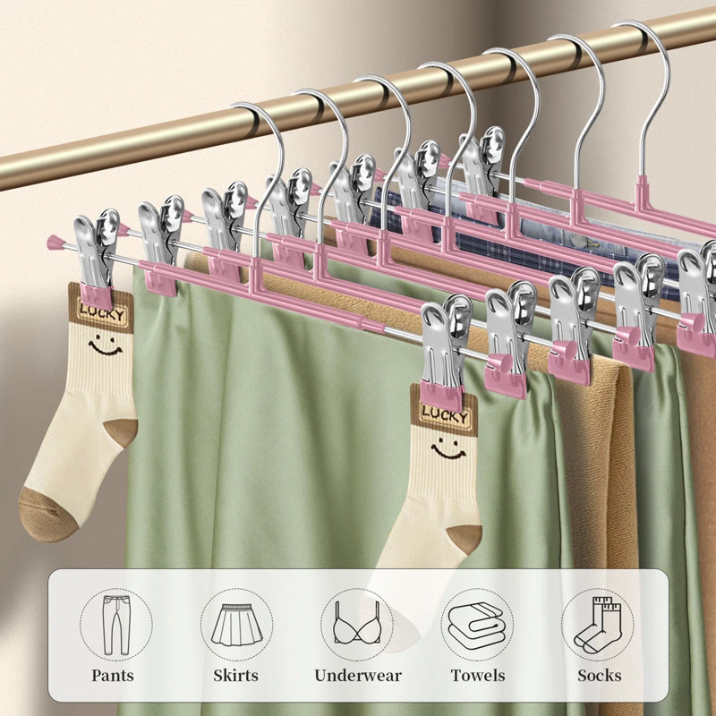 Ensemble de 10 cintres pour pantalons en métal avec pinces 12 pouces