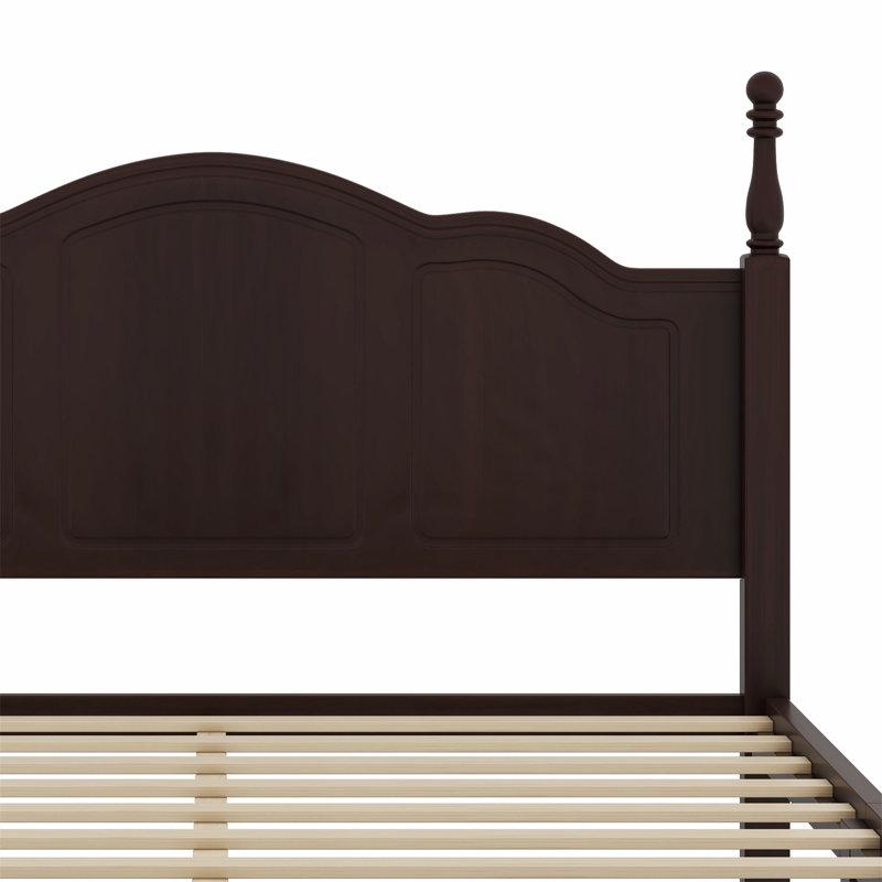 Structure de lit plateforme, lit plateforme de style rétro avec support en lattes de bois, Noyer, Double