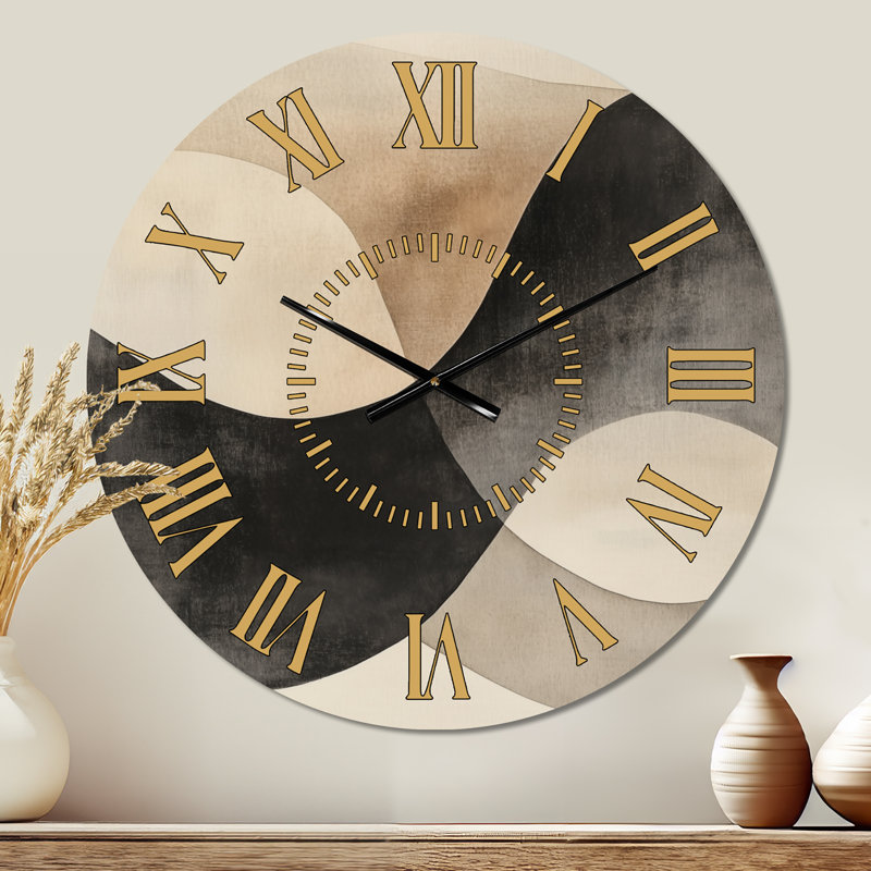 Horloge murale abstraite noire, Médium