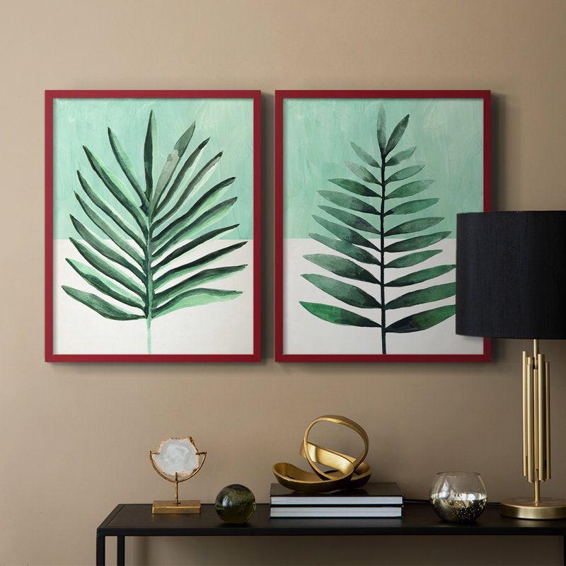 Impression encadrée Verging Palm I-Premium - prête à être accrochée - aucun clou requis - aucun clou requis, Rouge