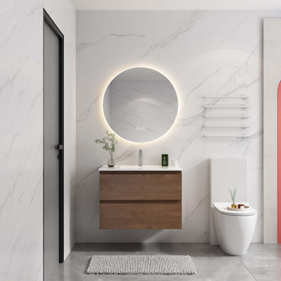 Wall-Mounted Bathroom Vanity With Ceramic Sink
