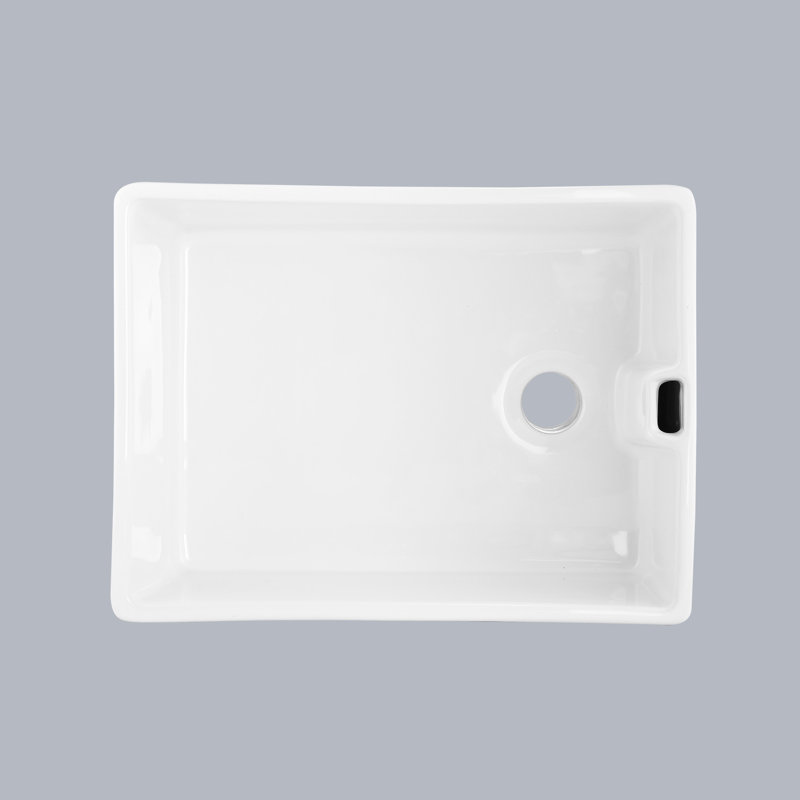 Évier de cuisine en céramique blanche L 23,6 po x l 18 po - bol simple, à gratter et teinture, lisse, facile à nettoyer, blanc et embellir, pour